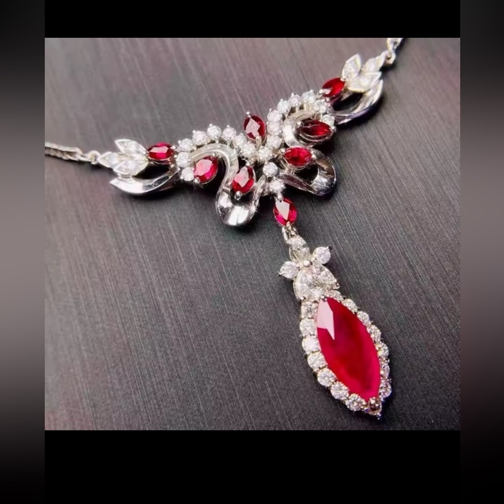 Silver Finish Red Swarovski Elements Ruby Shaded … - image 2